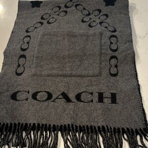 Coach Charcoal and Black Patterned Scarf